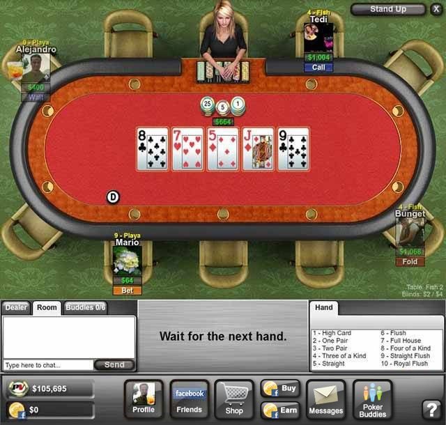 PokerVice poker table interface