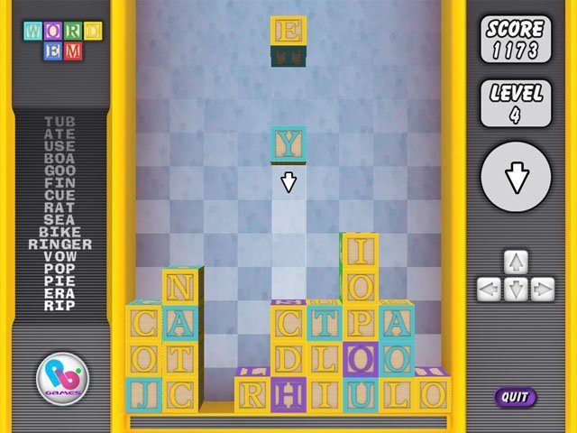 WordEm desktop puzzle interface